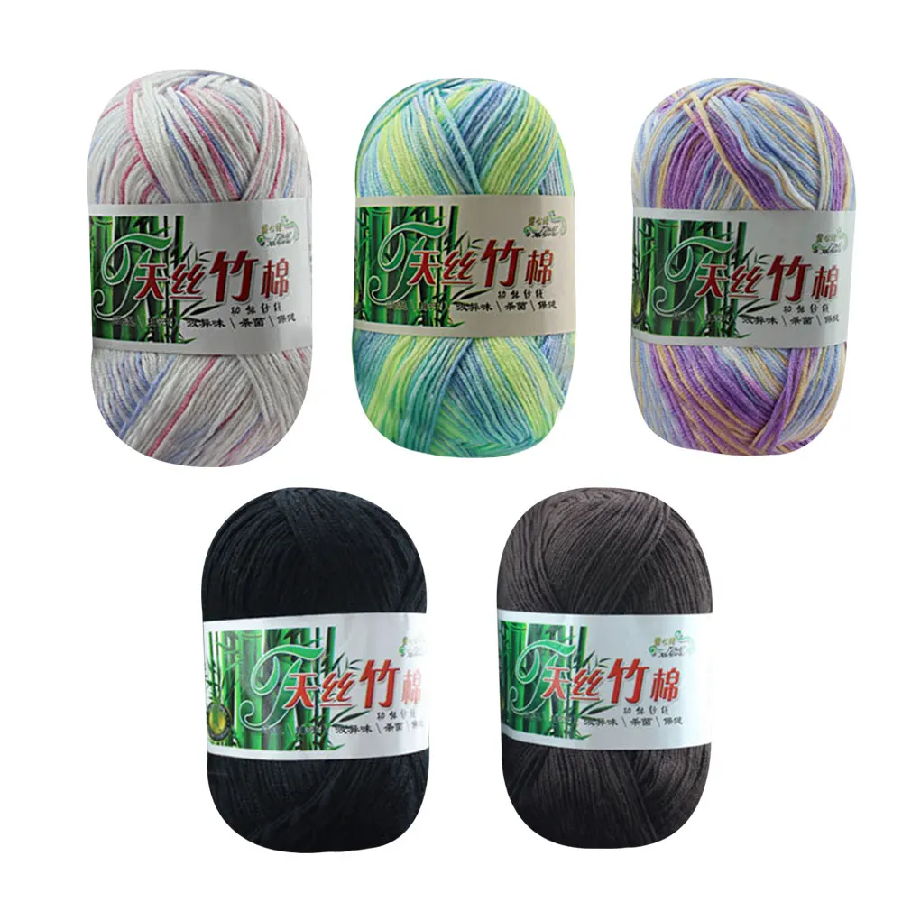 Бамбуковая хлопчатобумажная пряжа мягкие многоцветные вязаные перчатки сделай