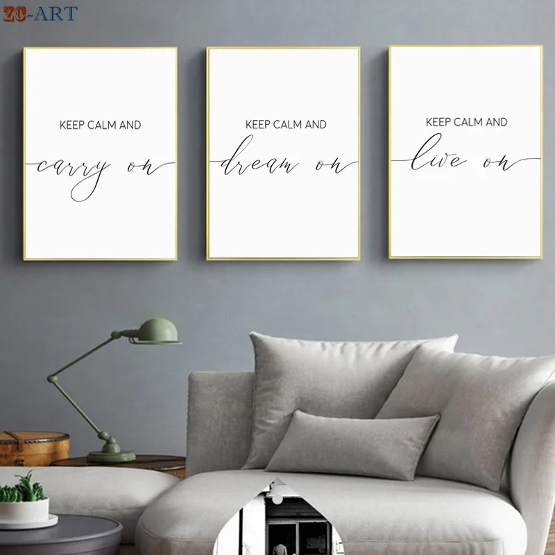Мотивационные художественные принты постеры с цитатами Keep Calm современные