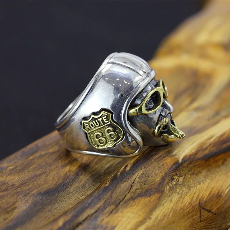 

Punk Rock Ring 100% Real 925 sterling silver Jewelry Vintage Old Man Ring Women Gift fashion Jewelry 2018 New Arrival FR43