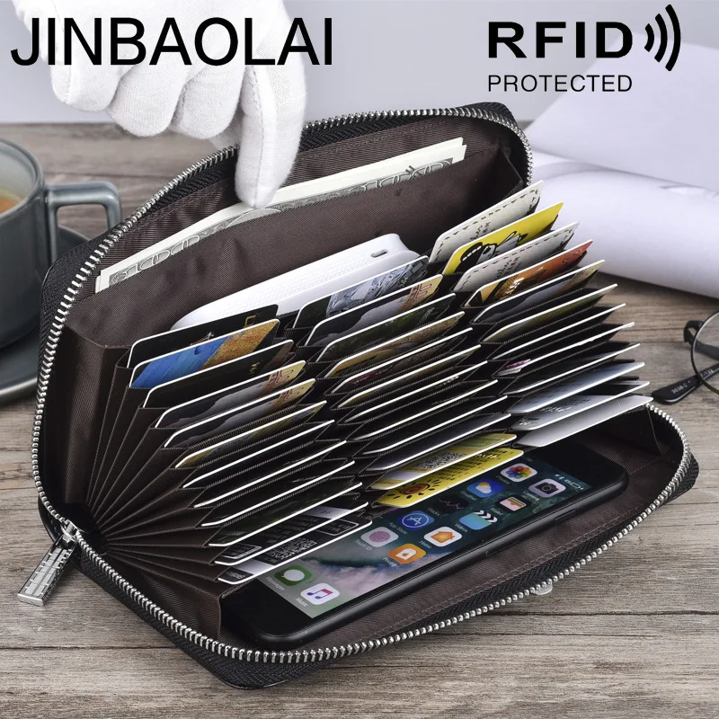 JINBAOLAIO Органы карты пакет длинный кошелек чехол для документов RFID нескольких карт