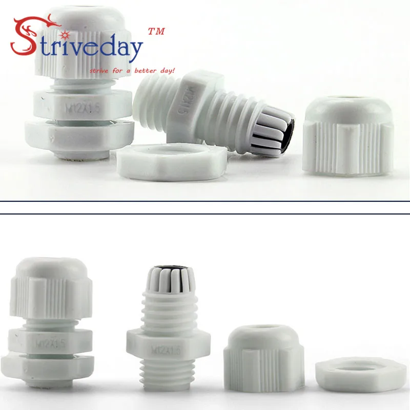 100 шт./лот Белый Черный M12 нейлоновый пластиковый кабельный сальник Аксессуары