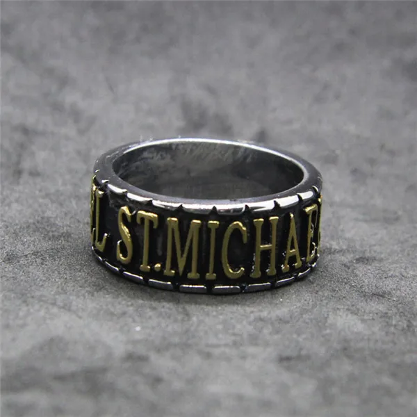 Size 7~13 Fashion Gold Letters THEARCH ST.MICHAEL Ring 316L Stainless Steel Jewelry Cool Church | Украшения и аксессуары