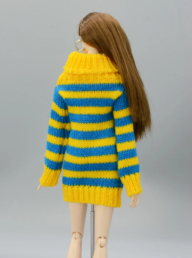 Костюм для Барби, кукла pullip, аксессуары, принцесса, повседневный костюм, топ, пальто для куклы Барби, одежда, свитер, белый, черный, желтый 1/6