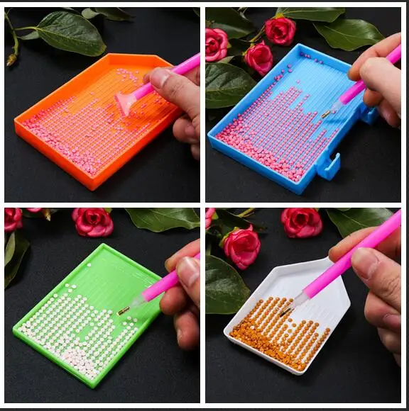 4pcs 5d DIY алмазная живопись Алмазная вышивка аксессуары Большая емкость Большая буровая пластина пластиковый лоток большие наборы ручка для сверления - Цвет: 4pcs