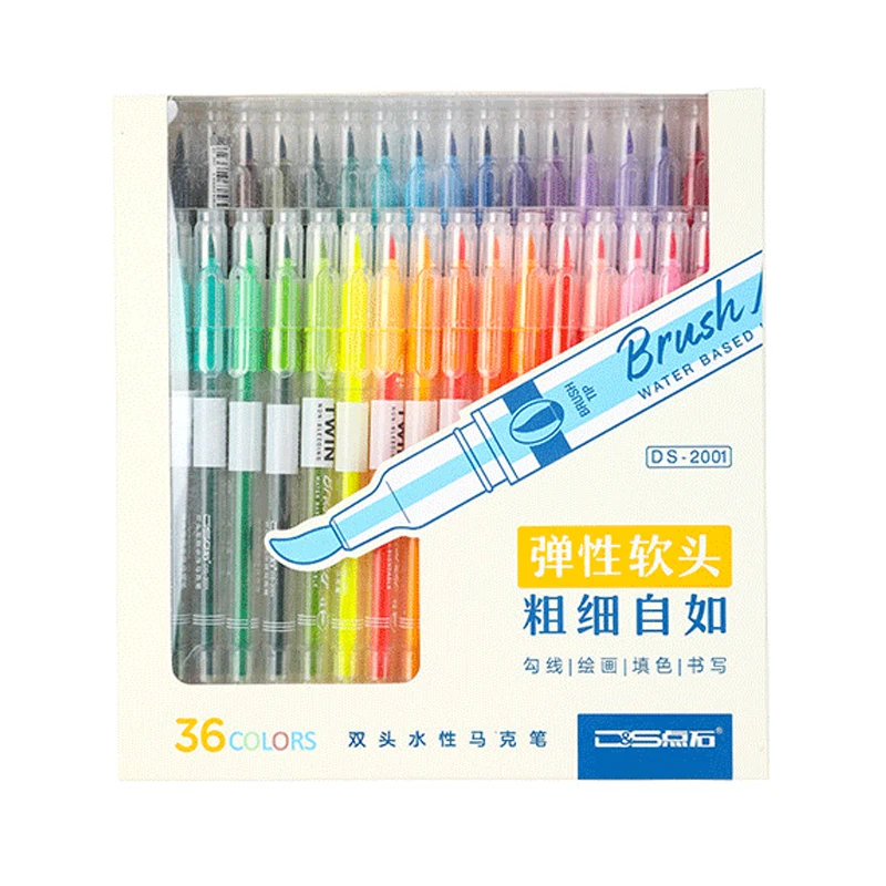 6/12/24/36 Цвета кисть Набор двойной наконечник fineliners рисунок Маркер ручки каллиграфии пуля журнал поставок надписи fabricolor - Цвет: 36 color