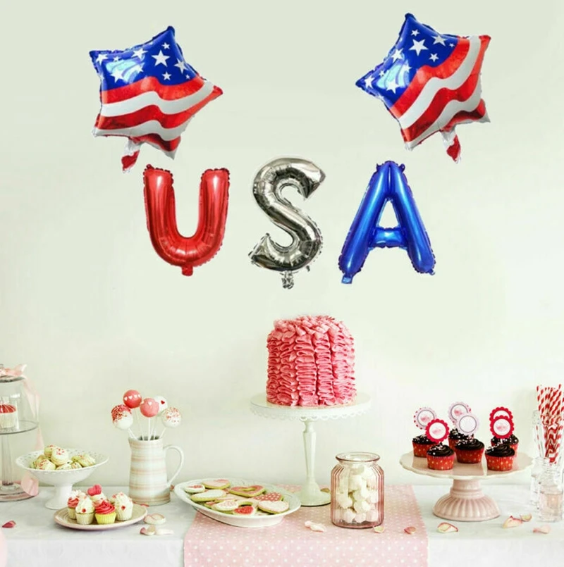 

Balloon USA Letter Foil Balloons Independence Day Anniversary Party Decorations USA Star Balls Party Supplies