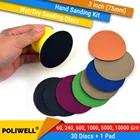 3 дюйма (75 мм), 602406001000500010000 Grits, водонепроницаемые шлифовальные диски с липучкой, 3 дюйма, набор ручных шлифовальных дисков для влажнойсухой полировки