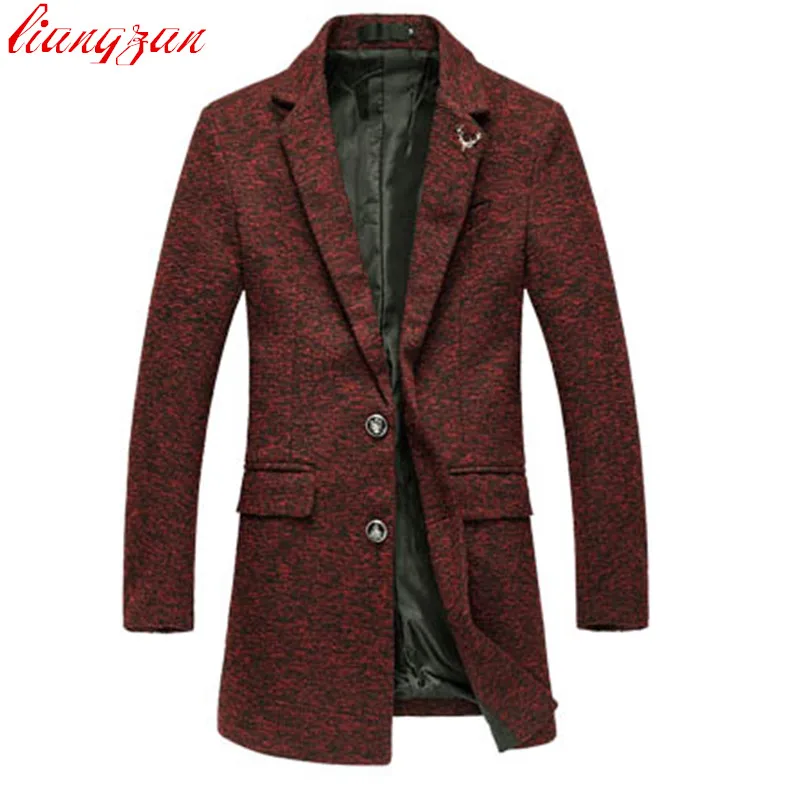 Мужское шерстяное пальто Новое поступление Осень зима приталенное средней длины