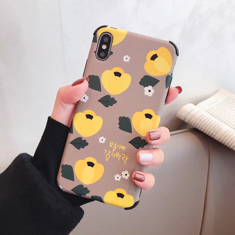 Cute Summer tulip flower Soft IMD Silicone Phone Case Fundas Coque For iPhone 7 7Plus 6 6S 8 8PLUS X XS Max XR protection cover |