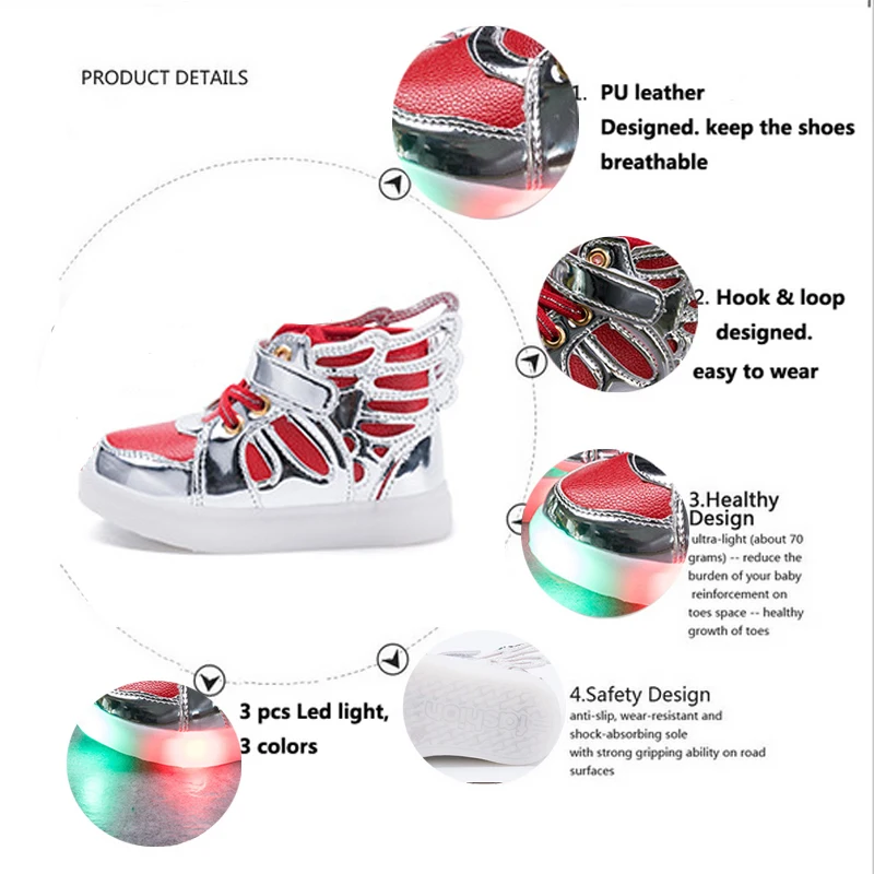 New baby дети shoes мальчики светящиеся кроссовки со светом pu кожа светодиодные