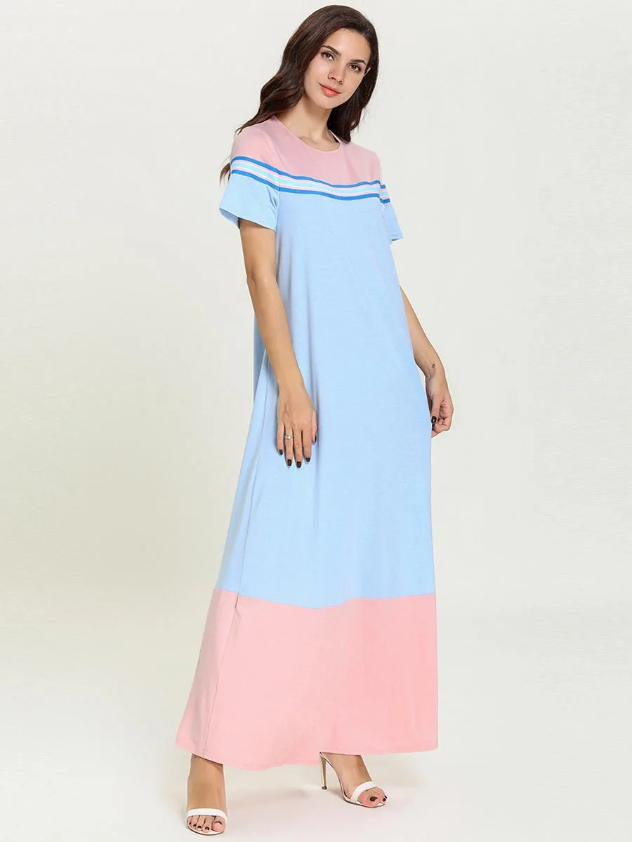 Muslim Dress Light Blue Abaya Moroccan For Women Plus Size Islamic Clothing Dubai Turkey Turkish Kaftan Robe Maxi Dresses 4XL |