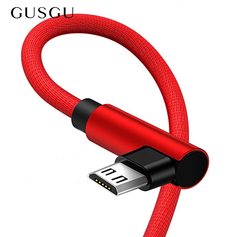 Micro USB кабель 2A быстрое зарядное устройство шнур 90 градусов локтевой нейлоновая