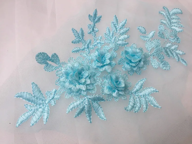 18 цветов 3D вышивка кружевные цветочные наклейки кружевная ткань нашивка для