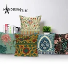 Винтажные Декоративные Чехлы для подушек, украшения дома, нордические зеленые чехлы для подушек, потертые шикарные Цветочные льняные наволочки, Чехол 45*45