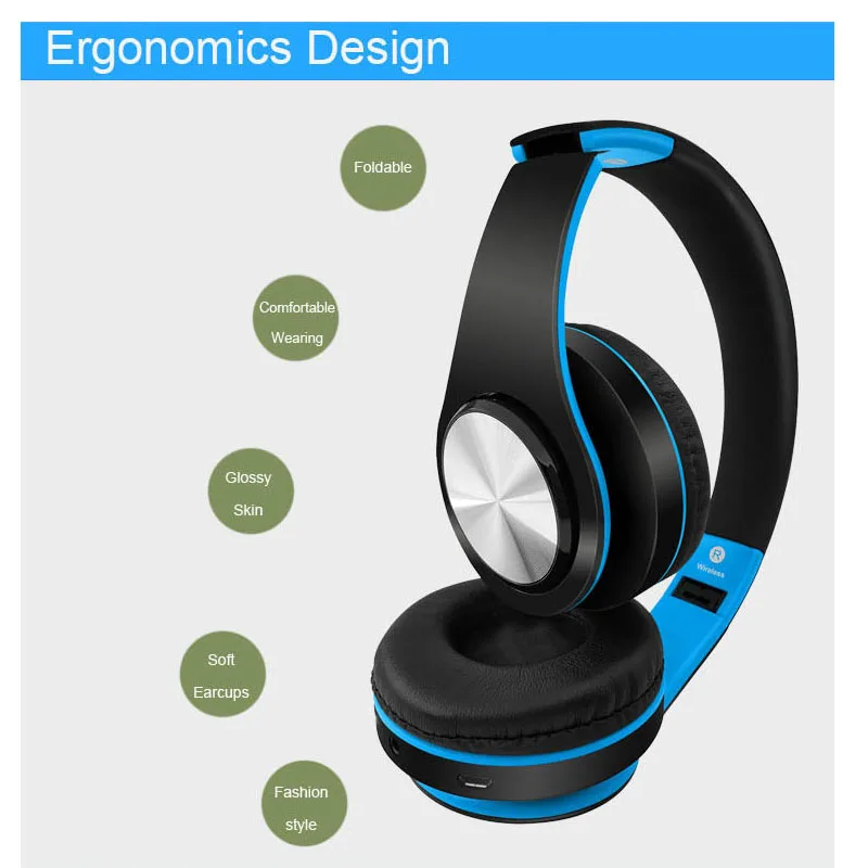 Bluetooth наушники на ухо HD стерео Беспроводная гарнитура с памятью белками складные