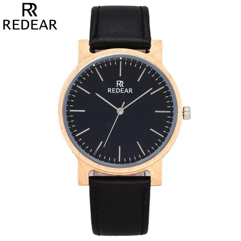 REDEAR повседневные мужские деревянные часы кварцевые бамбуковые современные