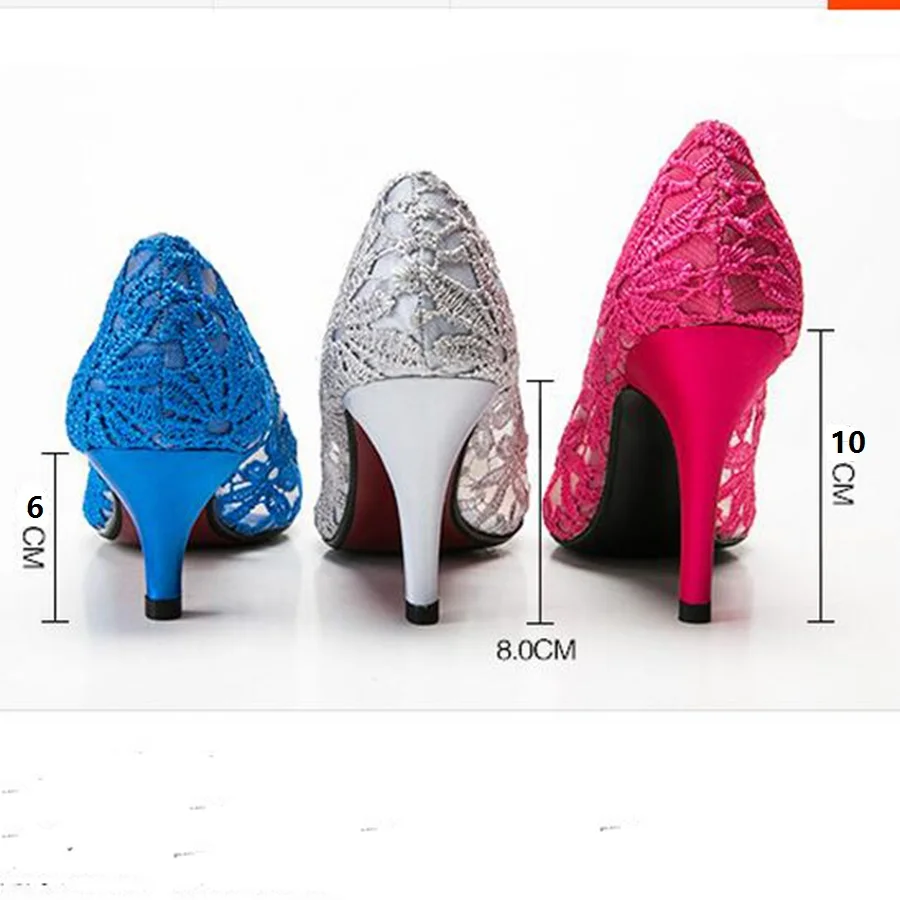 Женские туфли лодочки Свадебные на высоком каблуке Пикантные кружевные весенние
