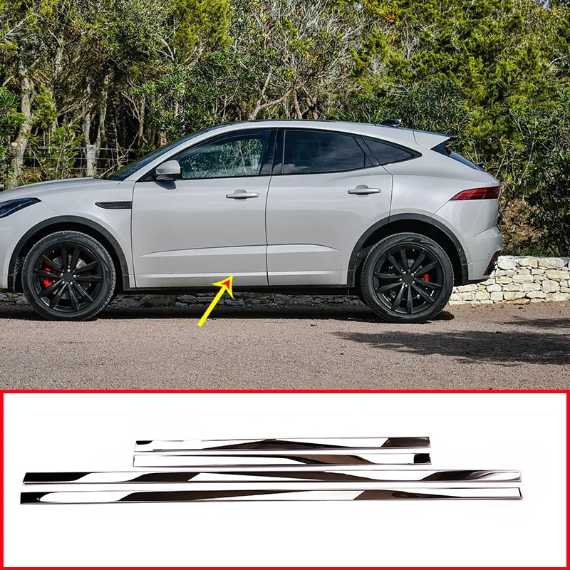 4 шт нержавеющей стали автомобиля боковой Decoraiton отделка для Jaguar E-Pace аксессуары