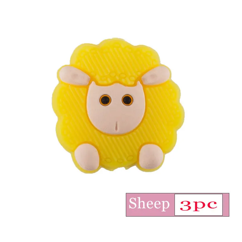 3pc Sheep Yellow 3 шт Силиконовые бусы для прорезывания зубов детские товары грызун животное панда детский Прорезыватель DIY для соски подвеска на цепочке-ожерелье жевательная - Цвет: 3pc Sheep Yellow