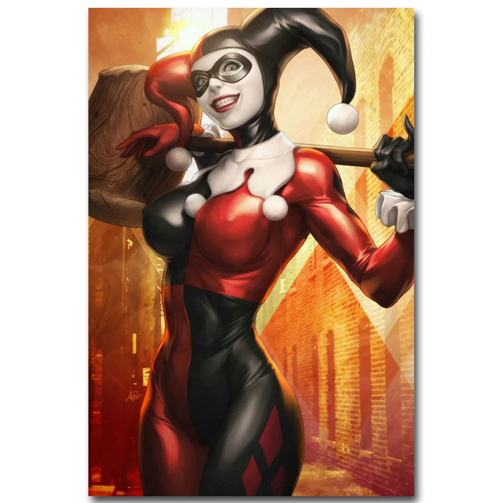Печатный постер из шелковой ткани Harley Quinn Batman Супергерой Комиксов 13x20 24x36 дюймов