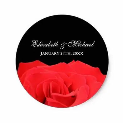 

1.5inch Red Rose and Black Wedding Favor Label Classic Round Sticker