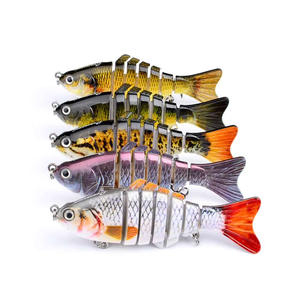 

5PCS Lixada Fishing Bass Lure Multi Jointed Artificial Bait Segment Lifelike Trout Swimbait Hard Crankbait Treble Hooks