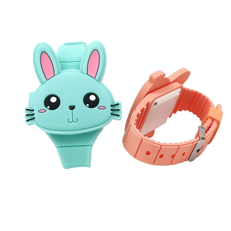

Hot 1 Pcs Kids LED Electronic Watch Silicone Band Cartoon Rabbit Flip Case Wrist Watch Lovely Gift MSK66