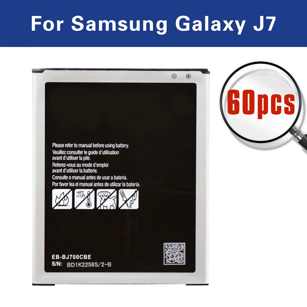 60 шт. EB-BJ700CBE батареи для Samsung GALAXY J7 2015 SM-J700f SM-J701F J701DS J7008 J7009 J7000 SM-J700M | Мобильные