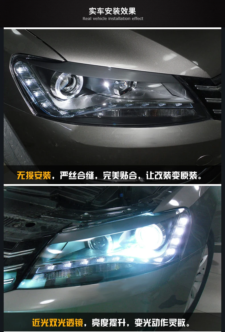 KOWELL автомобильный Стайлинг для VW Passat головной светильник s 2011- для Passat светодиодный светильник Q5 bi xenon объектив h7 xenon