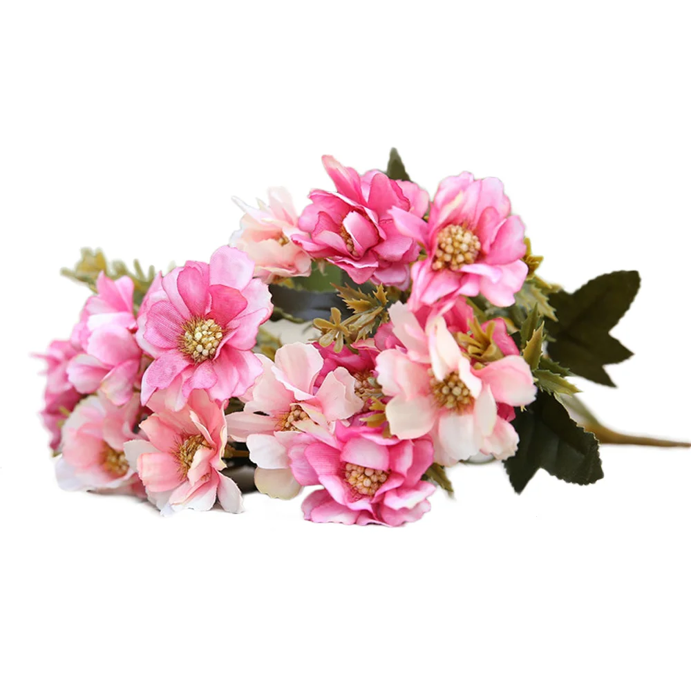 Розово-красный Домашний Свадебный искусственный цветок, букет Маргаритка из шелка, букет роз, украшение для дома, свадьбы, вечеринки, искусственный цветок - Цвет: Розово-красный