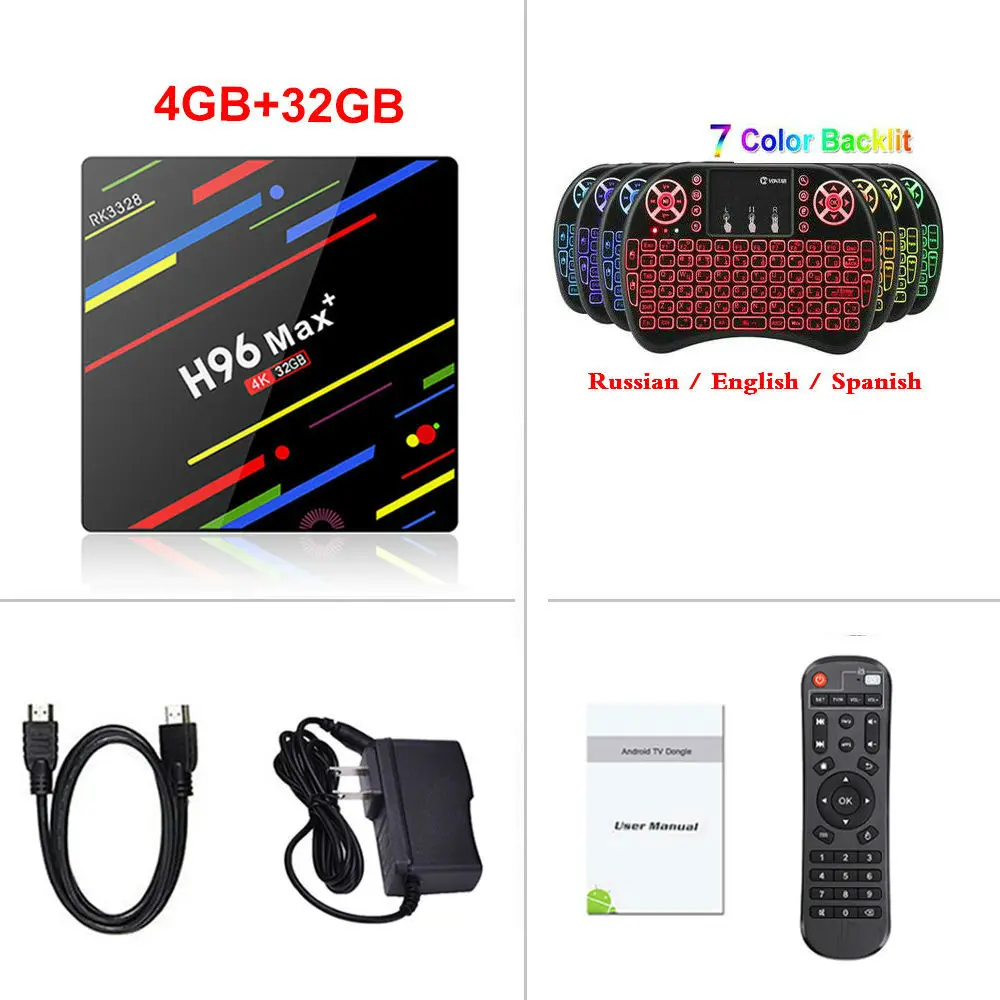 4 ГБ Оперативная память 64 Гб Встроенная память H96 MAX плюс Android 9,0(8,1) ТВ коробка RK3328 Smart 4 K Media Player QuadCore 2,4G/5G Wi-Fi PK T9 ТВ коробка H96 Max - Цвет: 4GB32GB Backlit i8