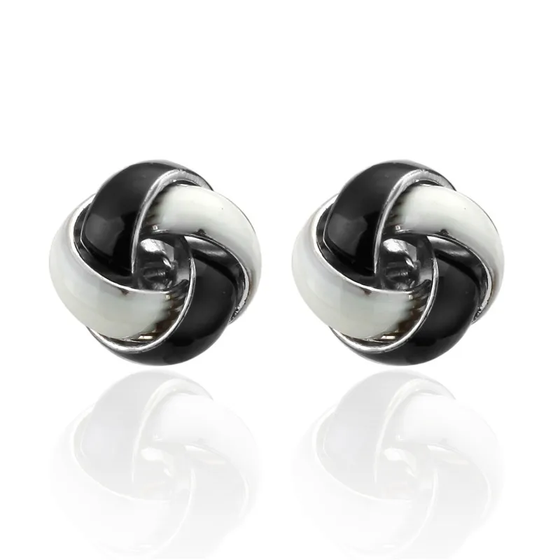 Круглые черно белые запонки с перекрещивающимися кругами высококачественные