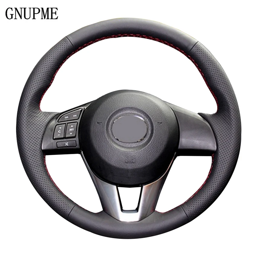 

DIY Black Car Steering Wheel Cover Sofe Artificial Leather Steering Cover for Mazda CX-5 CX5 Atenza 2014 New Mazda 3 CX-3 2016