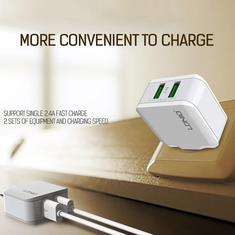 LDNIO двойное USB портативное зарядное устройство для мобильного телефона US Plug с