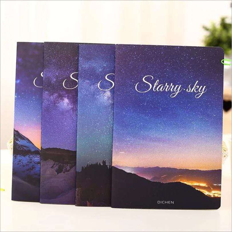 

12pcs/lot Japan Creative beautiful Starry sky Journal Notebook Diary Planner Notepad for Kids Gift Korean Stationery GT285