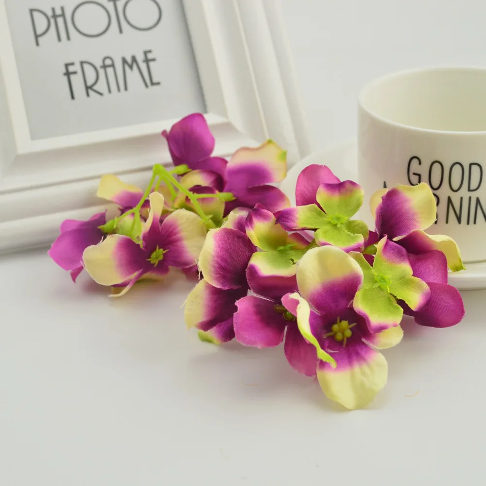 10Pcs Silk Hydrangea Door Lintel Artificial Flowers for Needlework Home Wedding Car Accessories Party Decoration Fake Rose Petal | Дом и сад