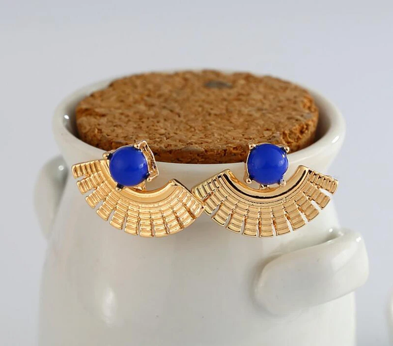 Jisensp Vintage Boho Big Fan Earrings Women Fashion Jewelry pendientes Geometric Statement Stone Ear Jacket Wholesale | Украшения и