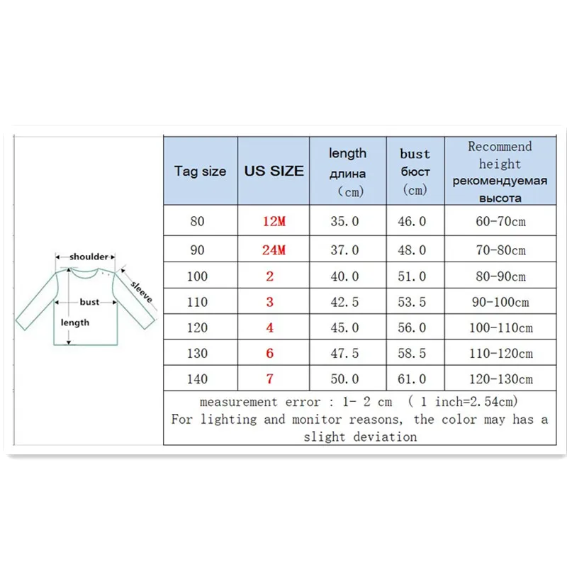 От 12 месяцев до 7 лет повседневные хлопковые футболки с длинными рукавами для