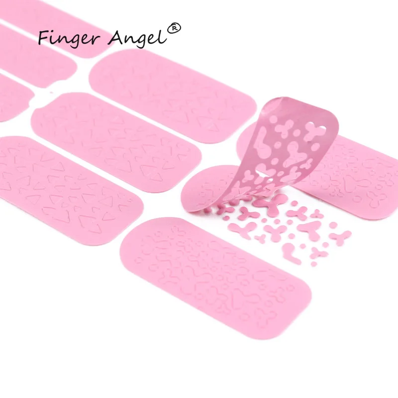 Finger Angel 10 шт./лот различные дизайн штамповки инструмент дизайн ногтей, полый шаблон наклейки-трафарет Vinyls руководство по изображению случайный JT001
