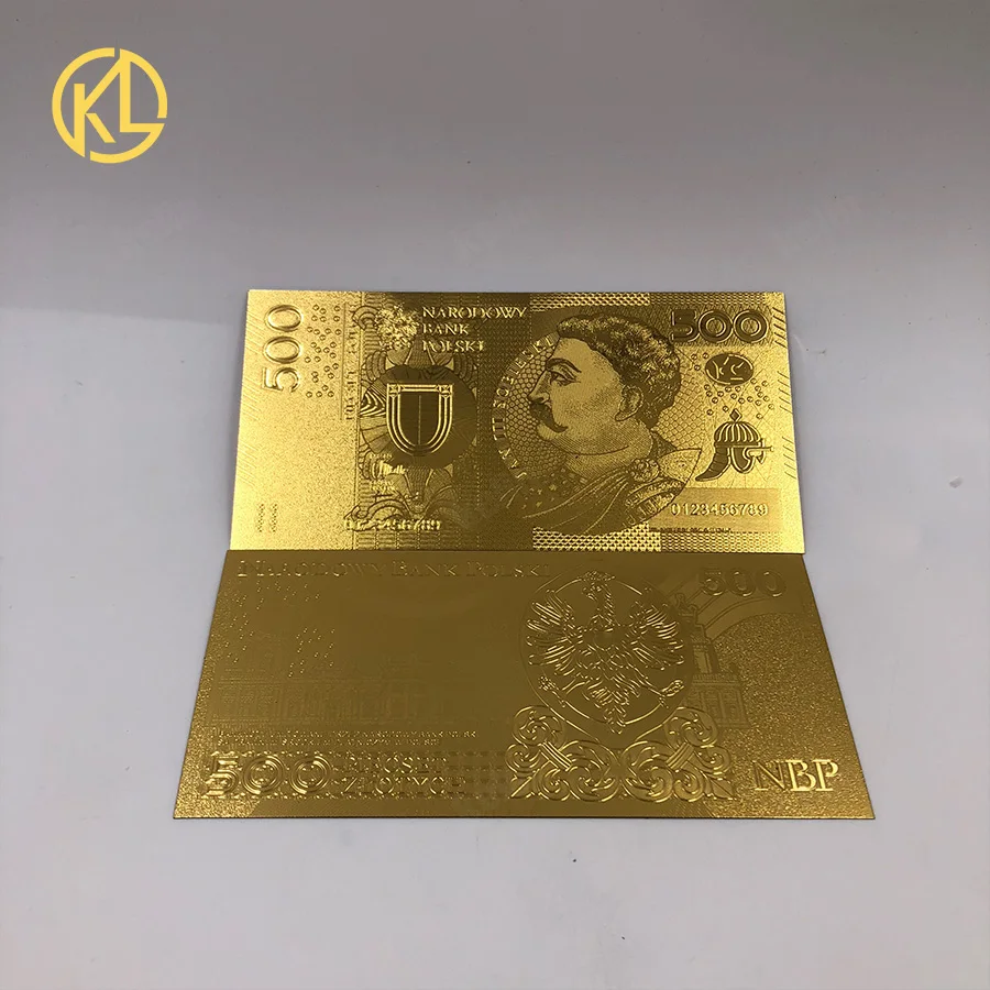 Лидер продаж, 10 шт./партия, 24K позолоченная банкнота, 200 PLN цветная польская валюта, предназначенная для милой коллекции подарков