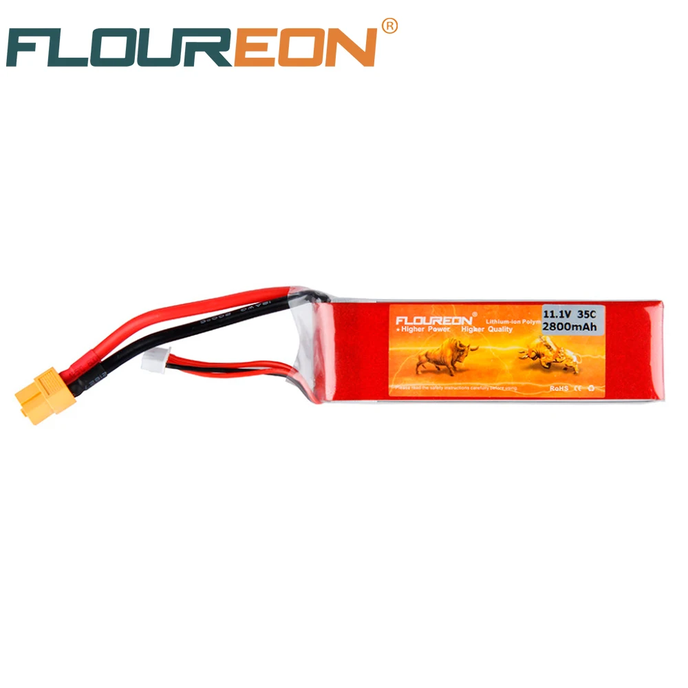 Аккумуляторная батарея FLOUREON 11 1 В 2800 мАч 35C 3S Lipo литий полимерные батареи XT60 для