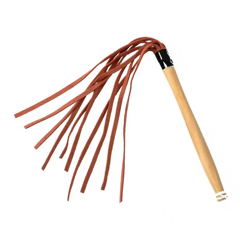 training dog whip Поводок с деревянной ручкой и кисточками для дрессировки собак эластичный и мягкий кожаный кнут прочный тренировочный кнут для собак не вредит домашним животным - Цвет: training dog whip