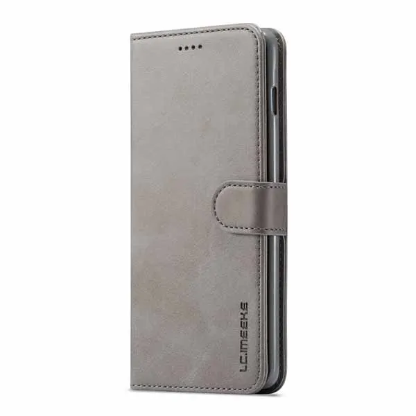 Gray LOVECOM винтажный кожаный бумажник флип-чехлы для телефонов samsung Galaxy A10 A20 A40 A50 A60 M30 S10 Plus S10e S9 Note 8 9 задняя крышка - Цвет: Gray