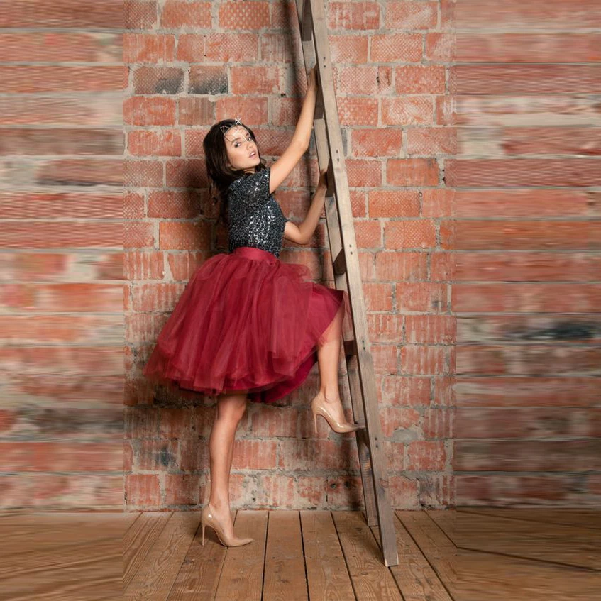 

Red Puffy Tutu Skirt Wide Satin Waistline Knee Length A Line Tulle Skirt Custom Made Women Skirts
