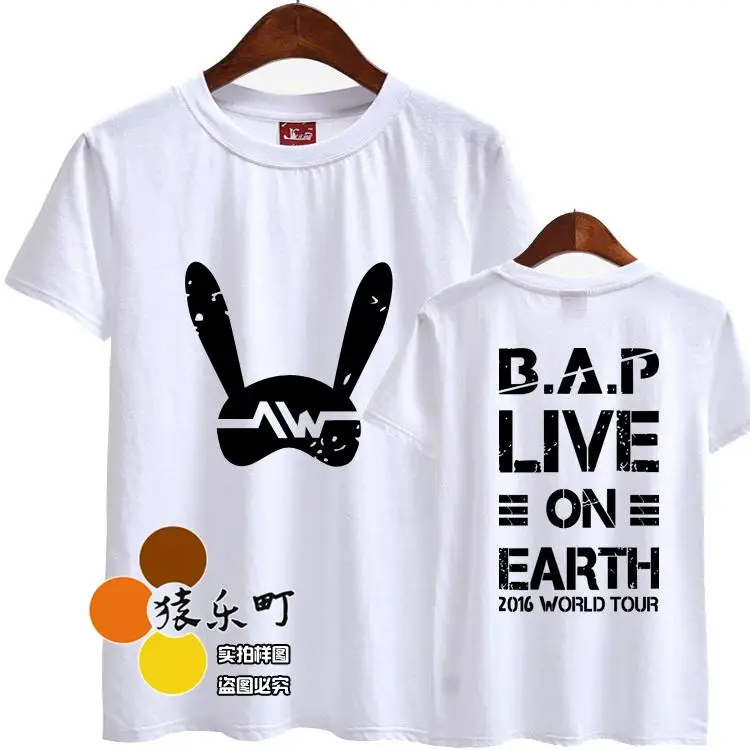 

Summer new arrival kpop bap b.a.p conert awake world tour on earth bunny printing short sleeve t shirt t-shirt babies