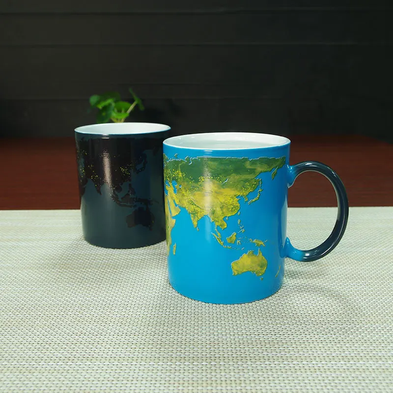 1 шт. кружки с изображением карты мира меняющие цвет кружка для ночи земли