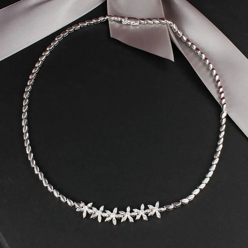 Свадебное Ювелирное Платье белое золотое покрытие ожерелье с 3а цирконием