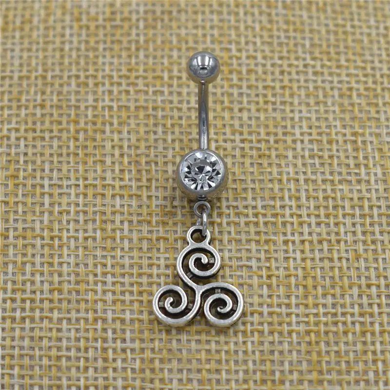 Style 2 Новые украшения для пирсинга пупка, кельтские серьги с узлом Triskele Triskelion, тройная спираль, подвески, висячие кольца для пупка - Окраска металла: Style 2