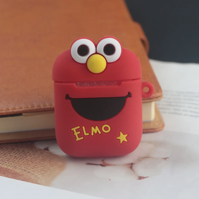 Elmo Red Милый мультяшный чехол для AirPods, противоударный защитный силиконовый чехол для наушников Apple, аксессуары для зарядного устройства - Цвет: Elmo Red