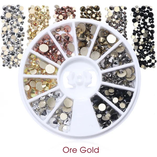 Ore Gold 1 колесико AB радужные стразы для дизайна ногтей Разноцветные Украшения для рукоделия аксессуары CH758 - Цвет: Ore Gold